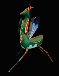 Mexican Handpainted Folk Mantis Alebrije Figurine