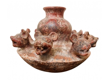 Pre Columbian Redware Colima Dogs Vase