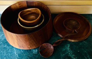 Assortment Of Wooden Bowls And Serving Dish