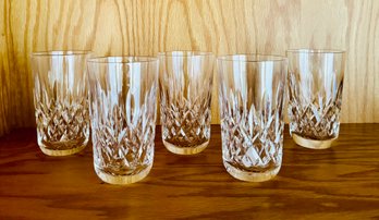 Vintage Lismore Waterford 5 Flat Tumblers With Rounded Base