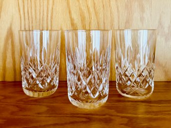 Vintage Lismore Waterford 3 Flat Tumblers With Rounded Base