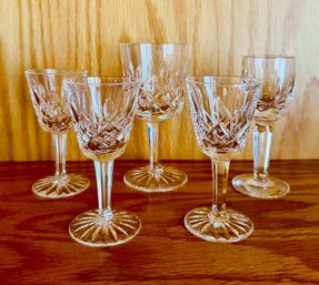 5 Waterford Crystal White Wine Glasses