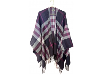 Burberry Purple Check Shawl 100 Extra Fine Merino Wool