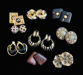 9 Pairs Of Costume Jewelry Earrings