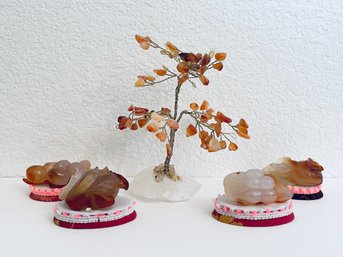 Natural Red Agate Healing Crystal Tree And Stones