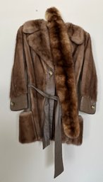 Vintage Mink And Leather Jacket, Scarf And Hat By S Brody Fine Furs