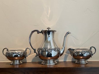 Victorian Plate Teapot, Cream And Sugar Set