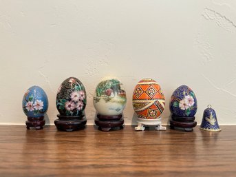 Variety Of Eggs Including Four Cloisonne Eggs