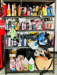 Entire Metal Shelf With Cleaners, Chemicals & More