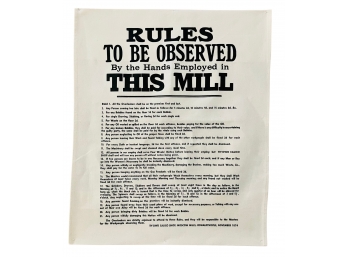 Vintage Rules To Be Observed By The Hands Employed In Thus Mill Print On Canvas