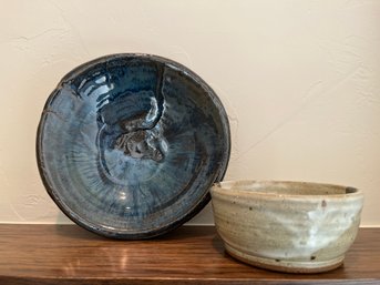 Multicolored Stoneware Serving Bowl And Pottery Bowl