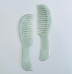 Pair Of Natural Jade Hair Combs