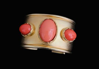Vintage Kenneth Lane Cuff Bracelet With Coral Tone Accents