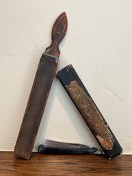 Antique Razor Strop And Sharpening Stick