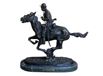 Trooper Of The Plains By Frederic Remington Bronze And Stone Statue