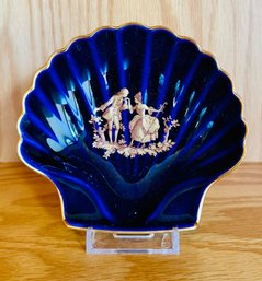 Limoges Blue Porcelain France Mini Collectable Shell Dish