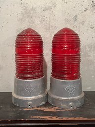 Pair Of Vintage H&P Pyrex Emergency Light Covers