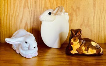 Bunny Figurines - Porcelain, Ceramic & Wood