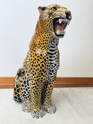 Vintage Italian Ceramic Leopard Sculpture