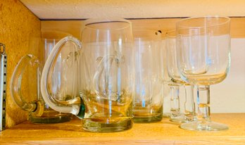 Various Glass Goblets And Glass Beer Mugs