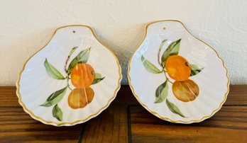 Two Royal Worcester Evesham Gold Small Shell Dishes