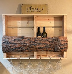 Wooden Wine And Wineglass Rack