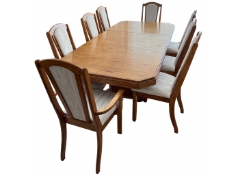 Extra Long Wood Dining Room Table With Leaf Extension And Chairs