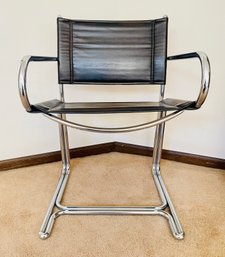 Vintage Mid Century Dark Brown Modern Tubular Sling Chair 1 Of 8, Circa 1970-80S