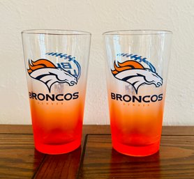Two NFL Denver BRONCOS Gradient Drinking Glassware