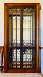 Bernhardt 354-356 Modern Cherry & Iron Door Lighted Curio China Display Cabinet