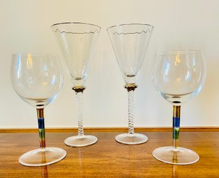 4 PC Lot Of Vintage Wine Glasses & Champagne Flutes