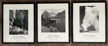 Set Of Three (3) Ansel Adams Photo Prints - Black And White National Park Landscapes