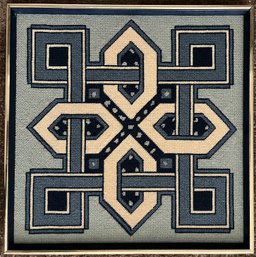 Retro Tapestry Wall Art - Blue Knot Pattern