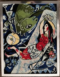 Surrealist Retro Tapestry Wall Art - Woman And Fish