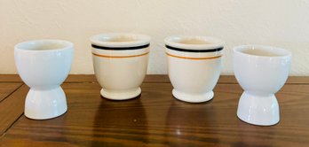 2 Shenango China Cups & 2 Porcelain Egg Cups
