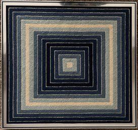 Geometric Retro Tapestry Wall Art - Blue Square Pattern