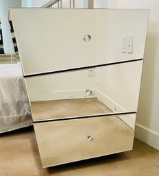 Modern Vailan Night Stand With A Clear Mirror Glass Finish 1 Of 2, Circa 1970-80s