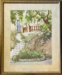 Framed Print Courtyard In Provence  By Roger Duvall