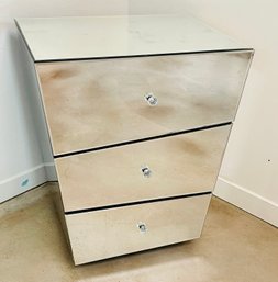 Modern Vailan Night Stand With A Clear Mirror Glass Finish 2 Of 2, Circa 1970-80s