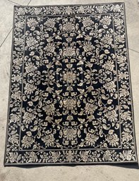 Damask Cotton Chenille Midnight Rug