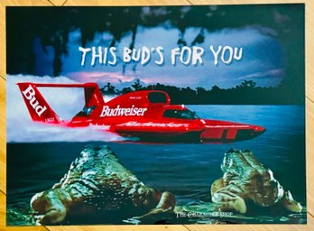 Budweiser Bud This Bud's For You Frogs Speed ' Boat Ride ' Unframed Art Print 1890/2000 With COA