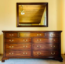 Henkel Harris Wood Dresser With Rectangle Wood Mirror