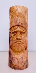 Face Carving Tree Trunk Sculpture