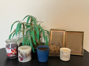 Candles, Frames And Decorative Plant