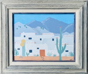 Clydeen Signed Adobe Southwestern Painting In Frame