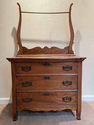 Antique Wood Wash Stand With Towel Rack