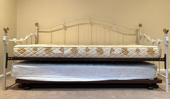 White Metal Twin Bed With Trundle