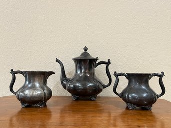 Silverplate Sugar, Cream And Teapot Set