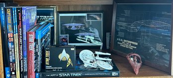 A Star Trek Fan's Dream! Collection Of Star Trek Books, Toy Models, And More!