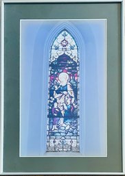 Photograph Of Stained Glass Church Window In Frame